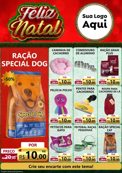 Modelo de Encarte para Encarte A4 Vertical com o tema Feliz Natal para Pet Shop