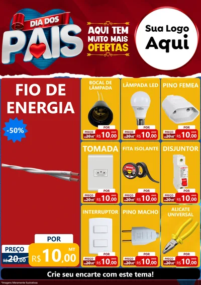Modelo de Encarte para Encarte A4 Vertical com o tema Dia dos Pais para Materiais Elétricos