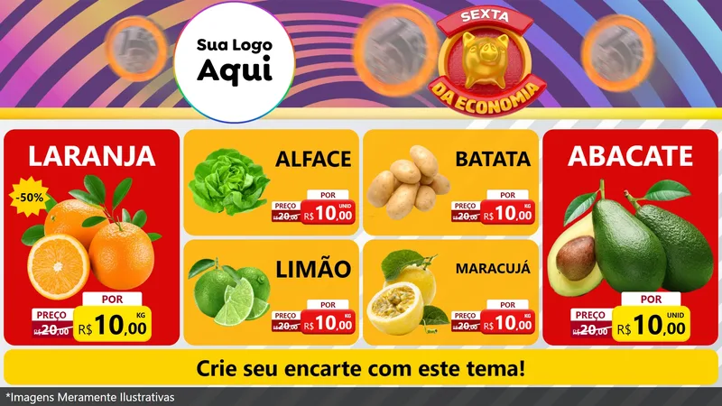 Modelo de TV para TV Horizontal com o tema Sexta da Economia para Hortifrúti