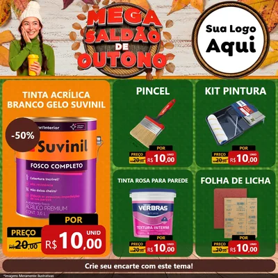 Modelo de Rede Social para Feed Facebook com o tema Mega Saldão de Outono para Tintas e Ferramentas