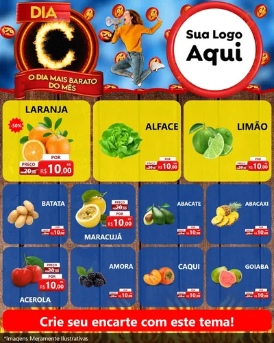 Modelo de Rede Social para Feed Instagram com o tema Dia C - O Dia Mais Barato Do Mês para Hortifrúti