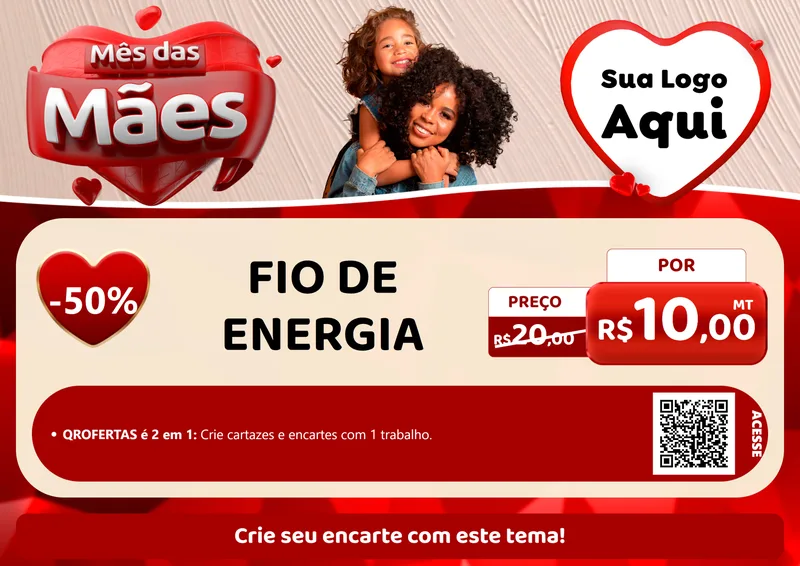 Modelo de Cartaz para Cartaz A4 Horizontal com o tema Mês das Mães para Materiais Elétricos