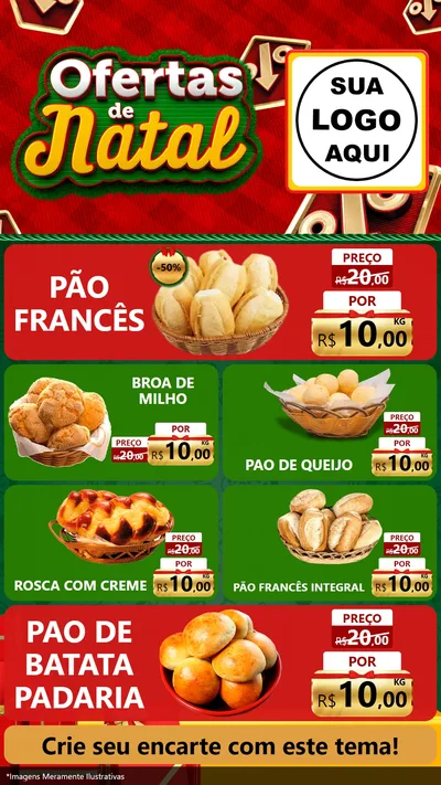 Modelo de TV para TV Vertical com o tema Ofertas de Natal para Padaria