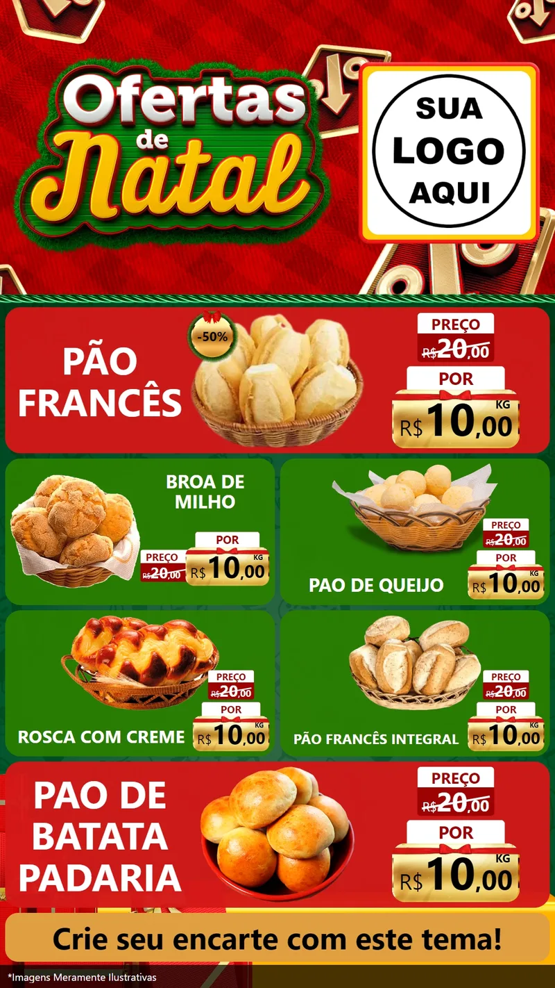 Modelo de TV para TV Vertical com o tema Ofertas de Natal para Padaria
