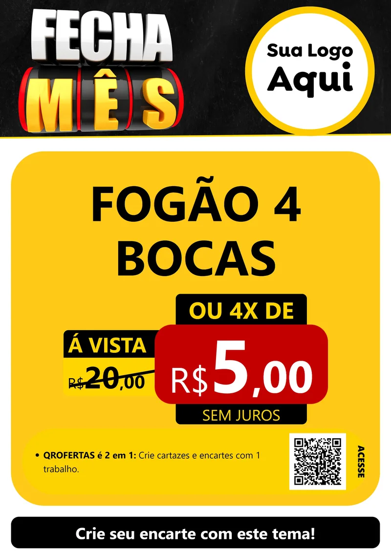 Modelo de Cartaz para Cartaz A4 Vertical com o tema Fecha Mês para Móveis e Eletro