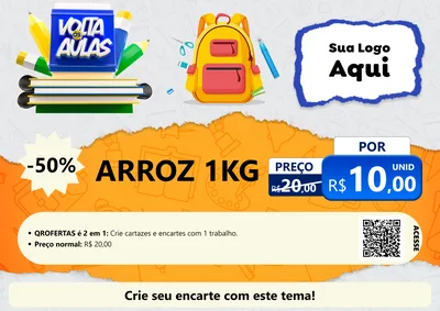 Modelo de Cartaz para Cartaz A4 Horizontal com o tema Volta às Aulas para Supermercado