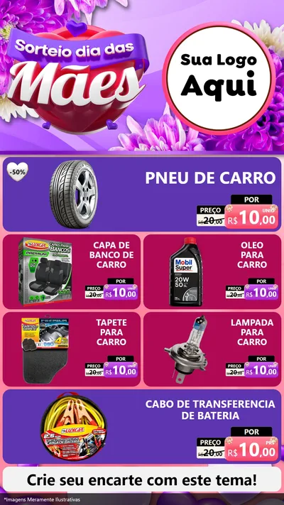 Modelo de TV para TV Vertical com o tema Sorteio Dia das Mães para Auto peças