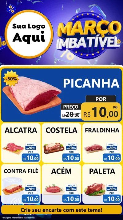Modelo de Rede Social para Stories com o tema Março Imbatível para Açougue
