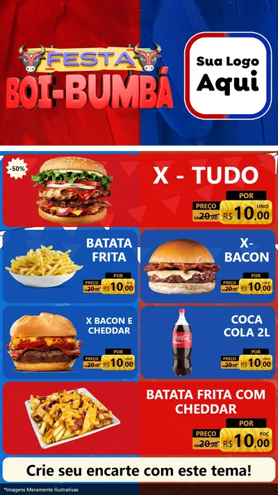 Modelo de TV para TV Vertical com o tema Festa Boi Bumbá para Hamburgueria