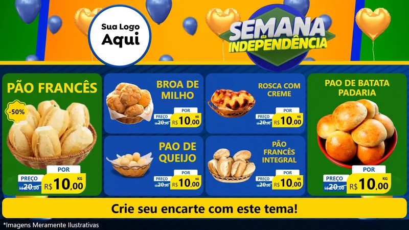 Modelo de TV para TV Horizontal com o tema Semana da Independência para Padaria