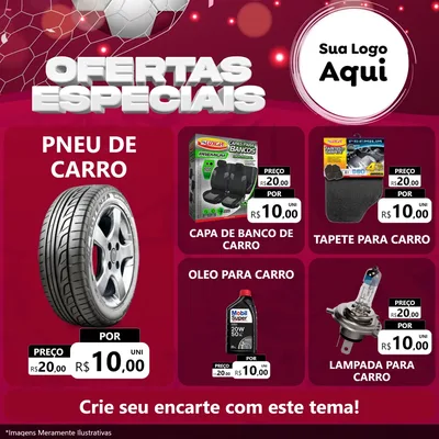 Modelo de Rede Social para Feed Facebook com o tema Ofertas Especiais - Futebol para Auto peças