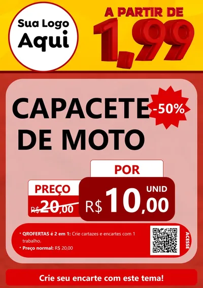 Modelo de Cartaz para Cartaz A4 Vertical com o tema A Partir de Um e Noventa e Nove - 1,99 para Moto peças