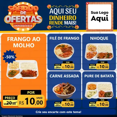 Modelo de Rede Social para Feed Facebook com o tema Sábado de Ofertas Imperdíveis para Restaurante