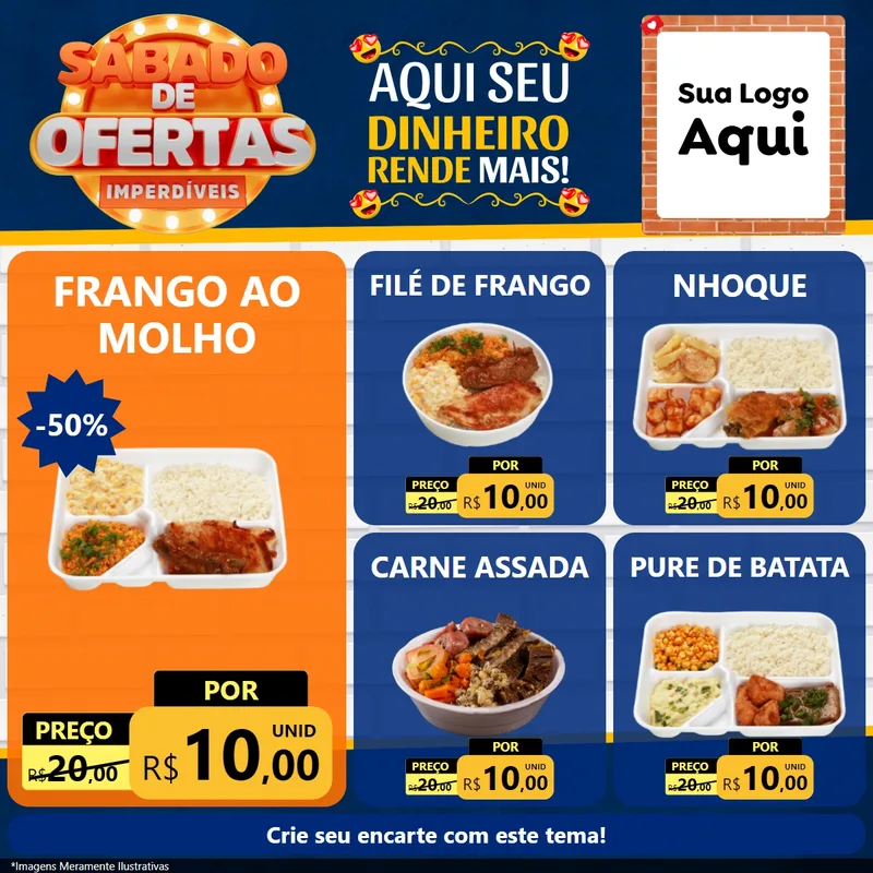 Modelo de Rede Social para Feed Facebook com o tema Sábado de Ofertas Imperdíveis para Restaurante