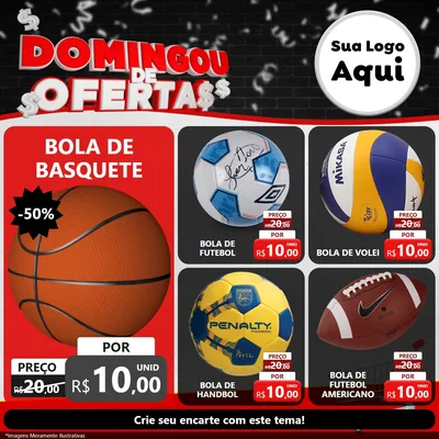 Modelo de Rede Social para Feed Facebook com o tema Domingou de Ofertas para Artigos Esportivos