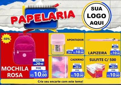 Modelo de Encarte para Encarte A4 Horizontal com o tema Papelaria para Papelaria