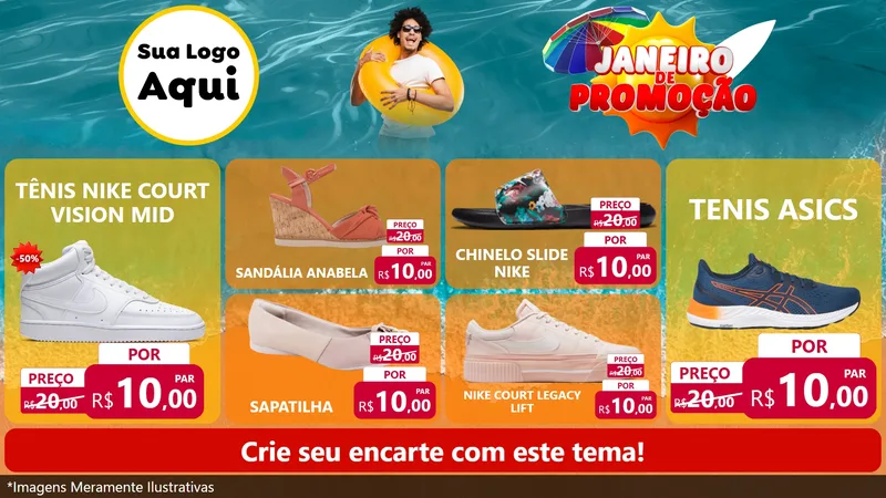 Modelo de TV para TV Horizontal com o tema Janeiro de Promoção para Calçados