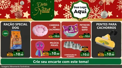 Modelo de TV para TV Horizontal com o tema Natal de Ofertas para Pet Shop