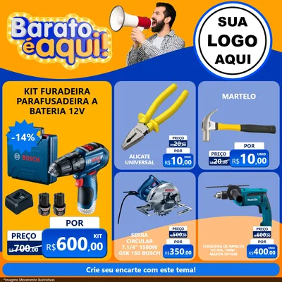 Modelo de Rede Social para Feed Facebook com o tema Barato é aqui para Maquinas e Ferramentas