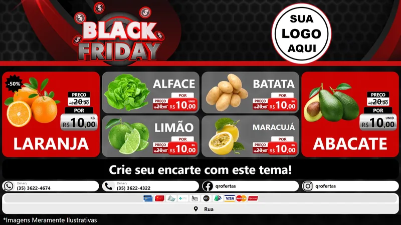 Modelo de TV para TV Horizontal com o tema Black Friday para Hortifrúti