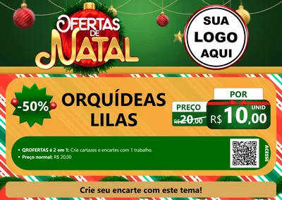 Modelo de Cartaz para Cartaz A4 Horizontal com o tema Ofertas de Natal para Floricultura e jardim