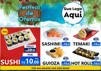 Modelo de Encarte para Encarte A4 Horizontal com o tema Festival de Ofertas - Inverno para Comida japonesa
