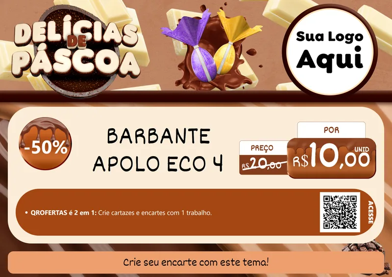 Modelo de Cartaz para Cartaz A4 Horizontal com o tema Delícias de Páscoa para Armarinho e Aviamentos