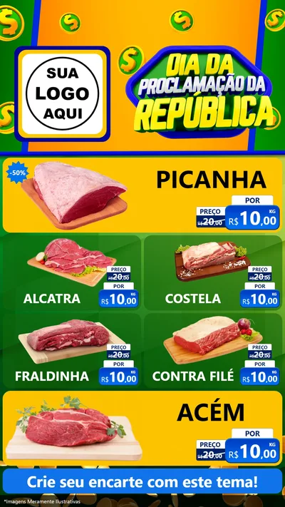 Modelo de TV para TV Vertical com o tema Dia Da Proclamação da República para Açougue
