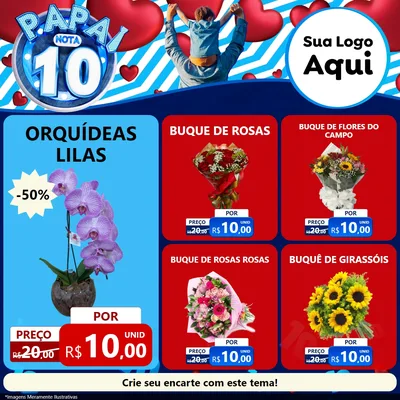 Modelo de Rede Social para Feed Facebook com o tema Papai Nota 10 para Floricultura e jardim