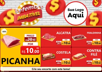 Modelo de Encarte para Encarte A4 Horizontal com o tema Setembro Imbatível para Açougue