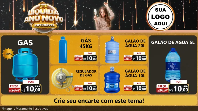 Modelo de TV para TV Horizontal com o tema Liquida Ano Novo Imperdível para Água e gás