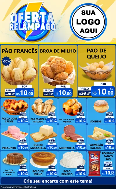 Modelo de Encarte para Encarte Grande com o tema Oferta Relâmpago para Padaria