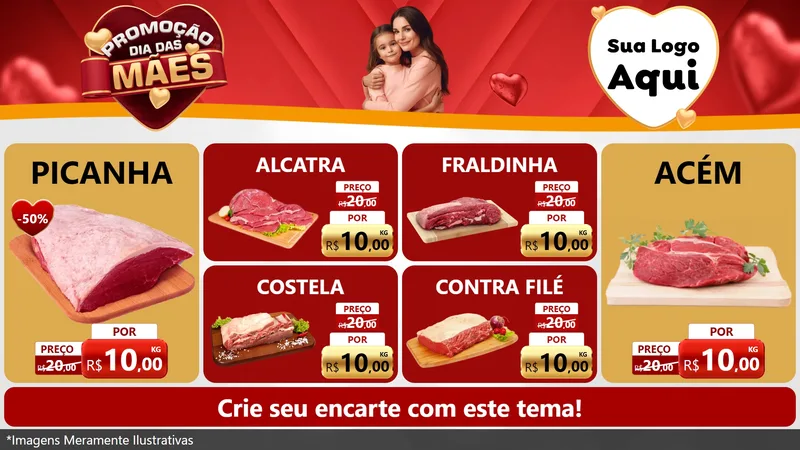 Modelo de TV para TV Horizontal com o tema Promoção Dia das Mães para Açougue
