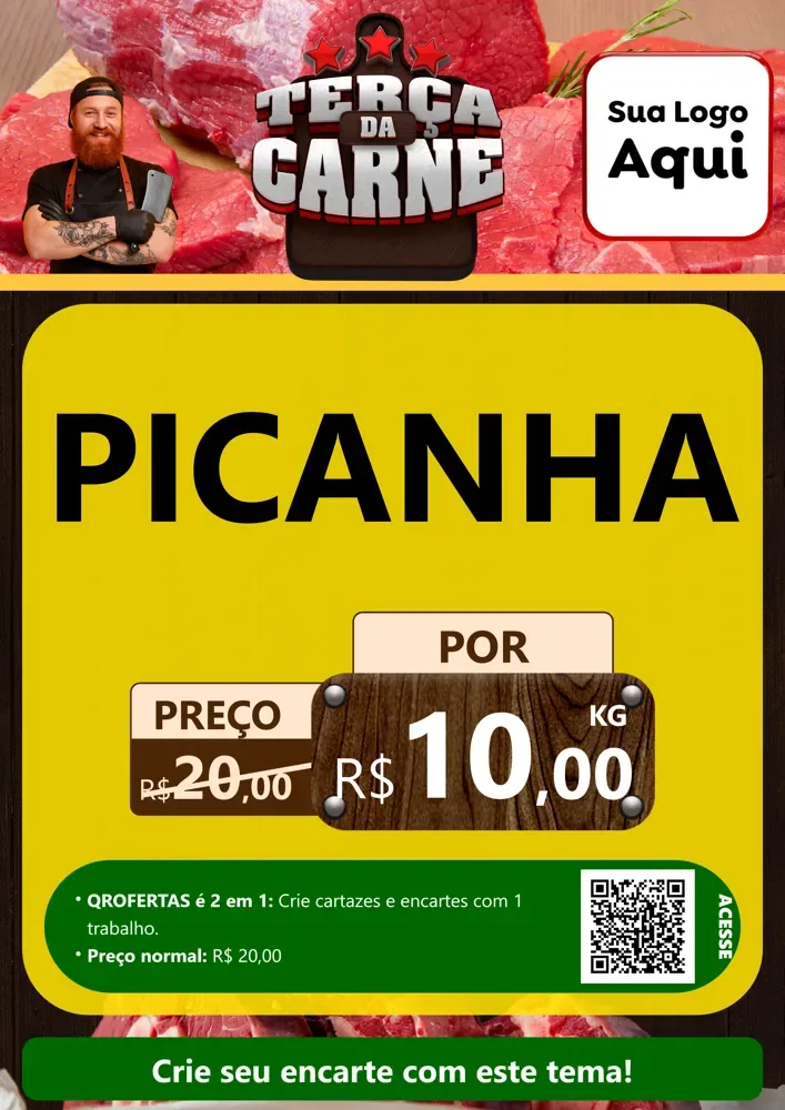 Modelo de Cartaz para Cartaz A4 Vertical com o tema Terça da Carne para Açougue
