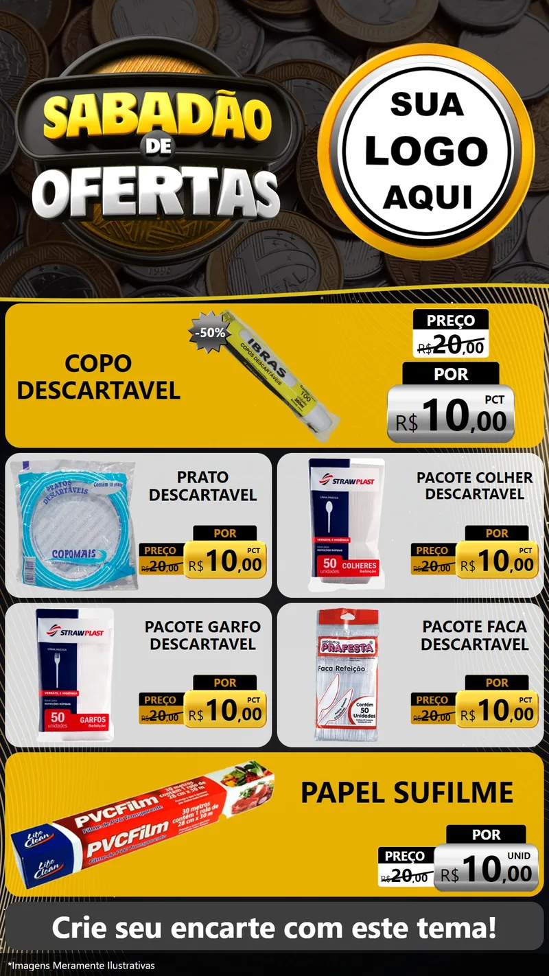 Modelo de TV para TV Vertical com o tema Sabadão de Ofertas para Embalagens