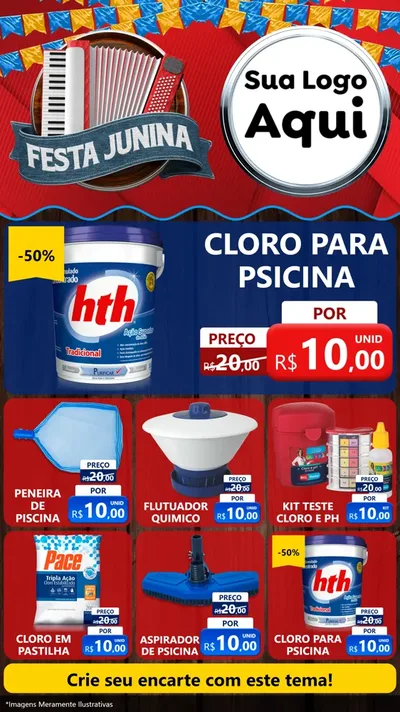 Modelo de Rede Social para Stories com o tema Festa Junina para Produtos para Piscina