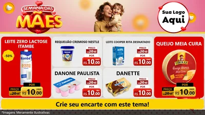 Modelo de TV para TV Horizontal com o tema Semana das Mães para Frios e Laticínios