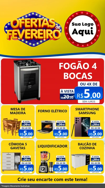 Modelo de Rede Social para Stories com o tema Ofertas de Fevereiro para Móveis e Eletro