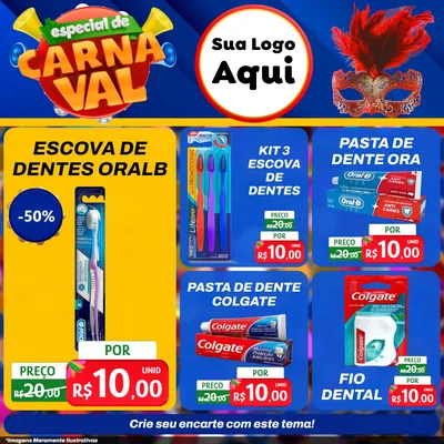 Modelo de Rede Social para Feed Facebook com o tema Especial de Carnaval para Higiene Pessoal