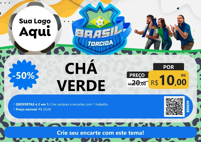 Modelo de Cartaz para Cartaz A4 Horizontal com o tema Brasil Torcida - Copa para Produtos Naturais