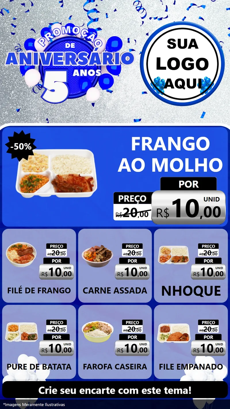 Modelo de Rede Social para Stories com o tema Promoção de Aniversário - 5 Anos para Restaurante