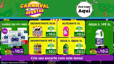 Modelo de TV para TV Horizontal com o tema Carnaval de Ofertas para Produtos de Limpeza
