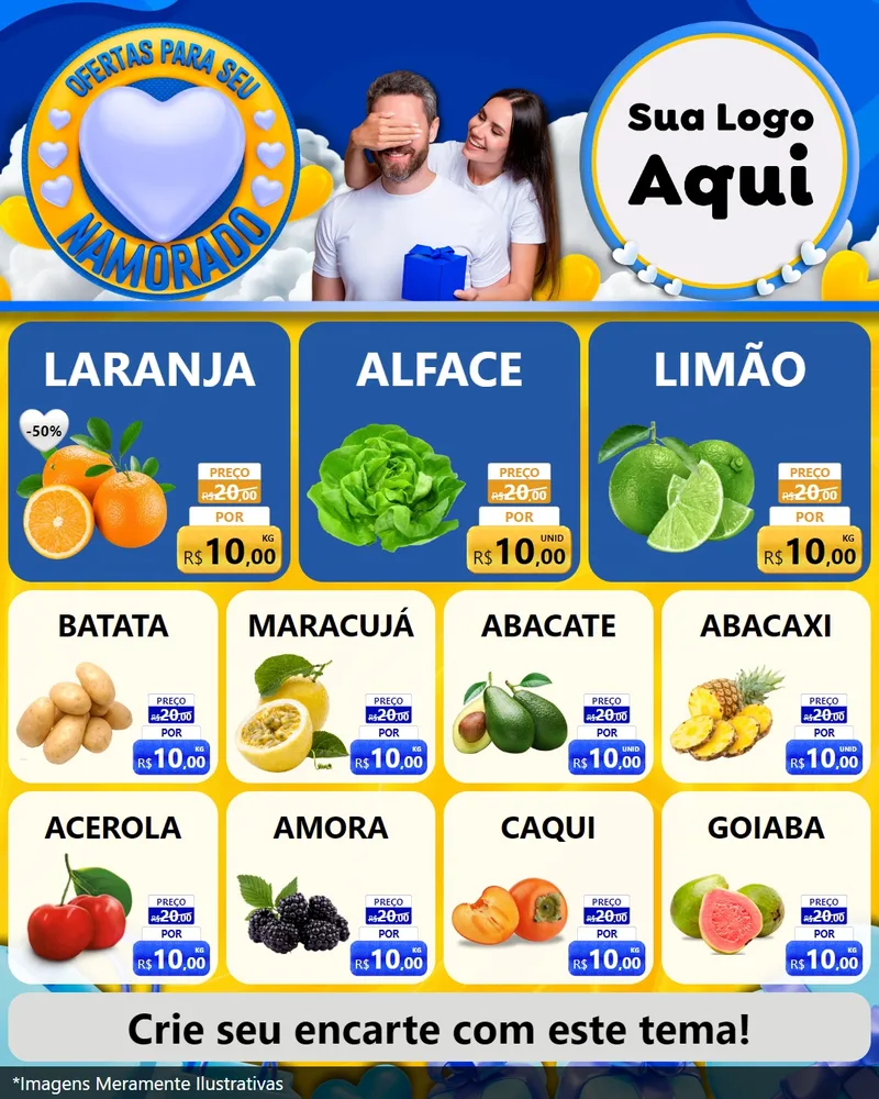 Modelo de Rede Social para Feed Instagram com o tema Ofertas Para Seu Namorado para Hortifrúti