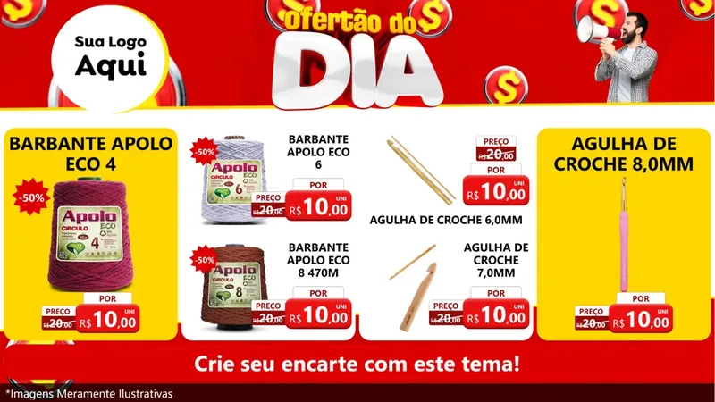 Modelo de TV para TV Horizontal com o tema Ofertão do dia para Armarinho e Aviamentos