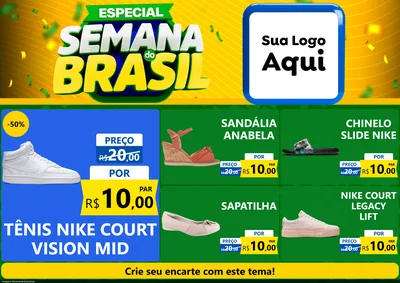Modelo de Encarte para Encarte A4 Horizontal com o tema Especial Semana do Brasil para Calçados