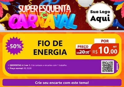 Modelo de Cartaz para Cartaz A4 Horizontal com o tema Super Esquenta de Carnaval para Materiais Elétricos