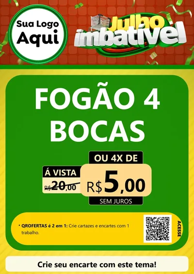 Modelo de Cartaz para Cartaz A4 Vertical com o tema Julho Imbatível para Móveis e Eletro