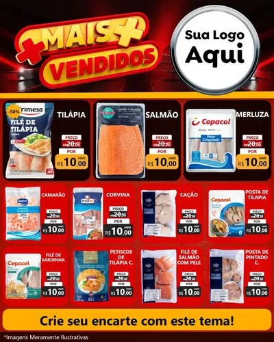 Modelo de Rede Social para Feed Instagram com o tema Mais Vendidos para Peixaria