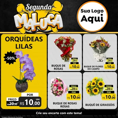 Modelo de Rede Social para Feed Facebook com o tema Segunda Maluca para Floricultura e jardim