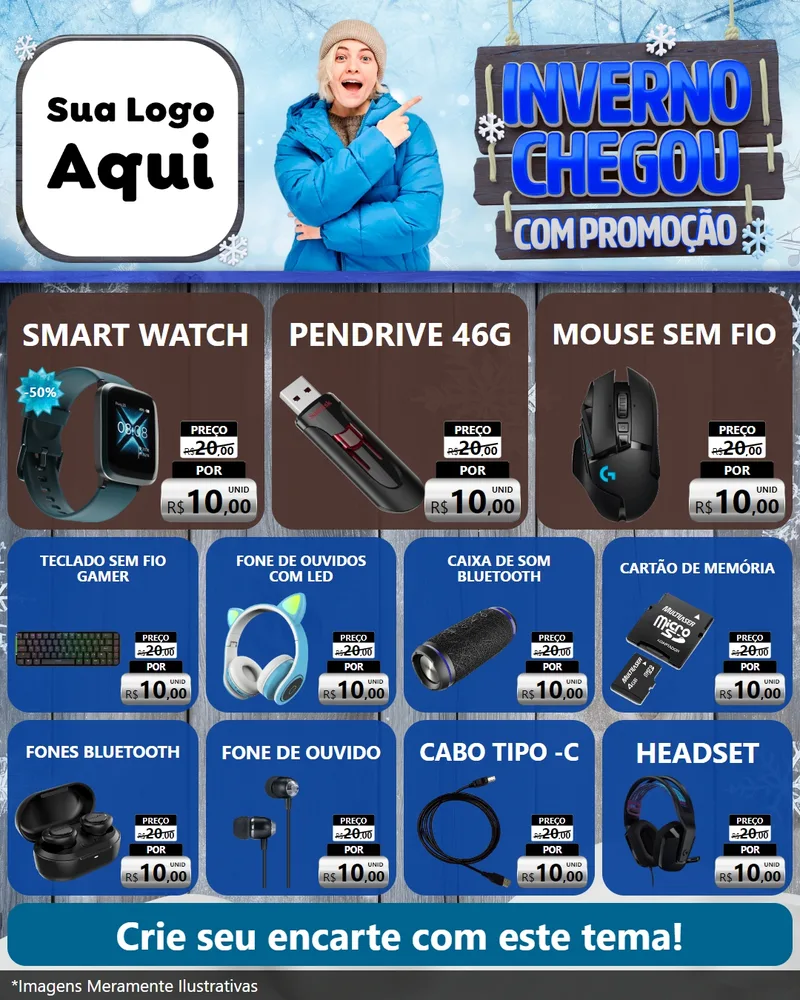 Modelo de Rede Social para Feed Instagram com o tema Inverno Chegou Com Promoção para Informática